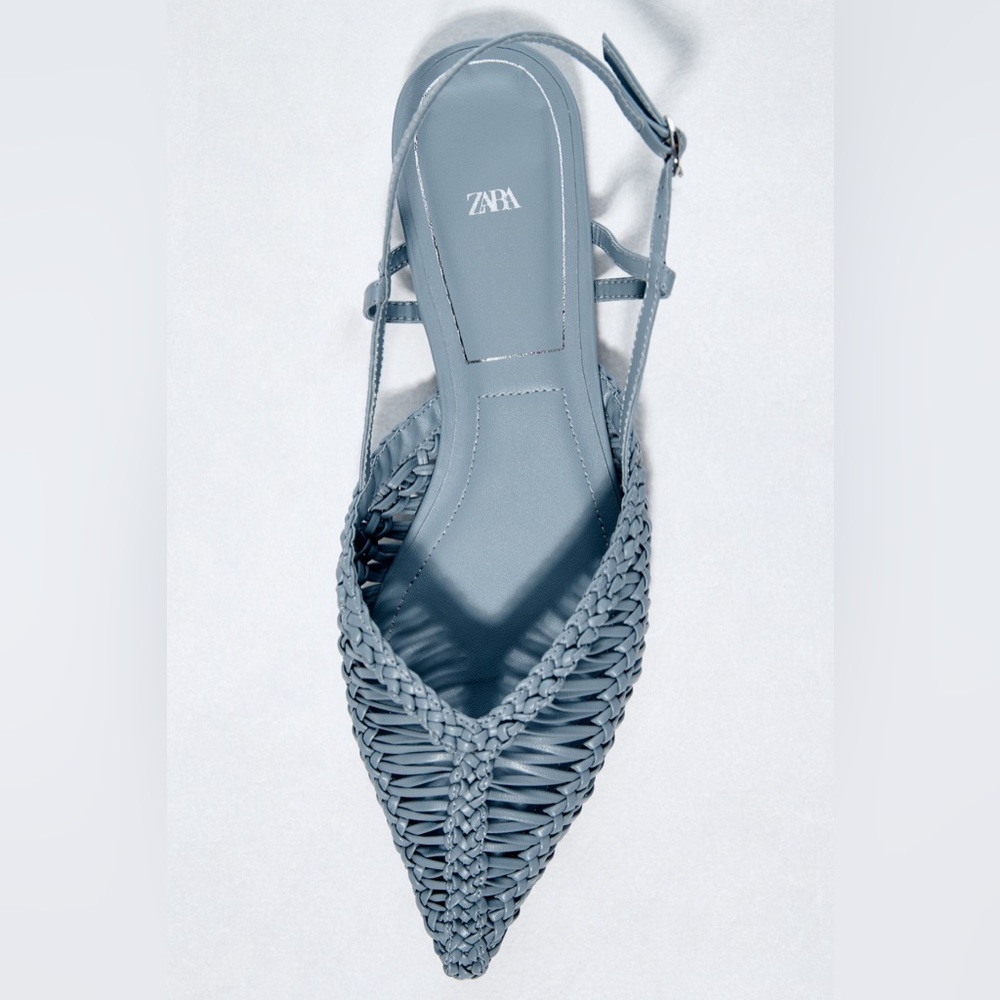 Zara woven slingback flats blue NWT - Picture 5 of 8